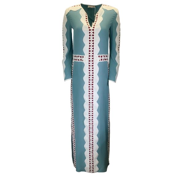 Tory Burch Dresses & Skirts - Tory Burch Aqua and White Patterned Maxi Dress